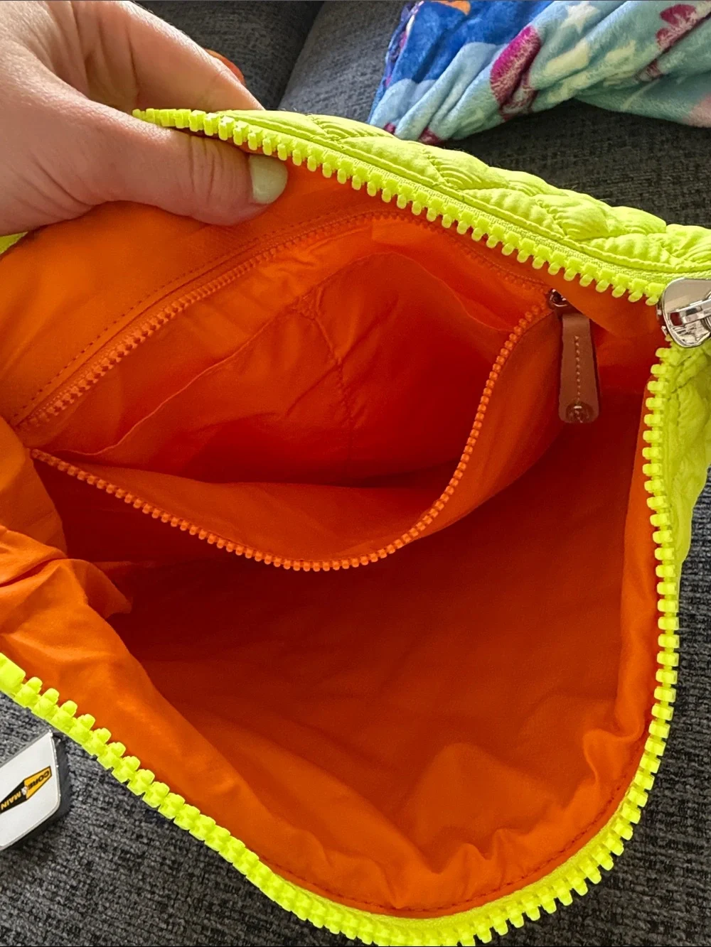 Mz Wallace Neon Yellow Quilted Zip Clutch